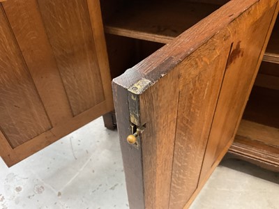 Lot 1254 - Arts and Crafts two height oak sideboard attributed to Morris & Co. after a design by Philip Webb