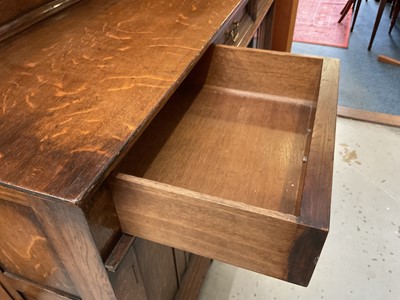 Lot 1254 - Arts and Crafts two height oak sideboard attributed to Morris & Co. after a design by Philip Webb