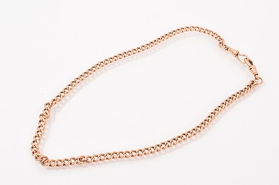 Lot 658 - Edwardian 9ct rose gold curb link watch chain