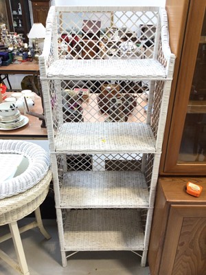 Lot 5316 - White wicker bookcase approximately 142cm x 50cm