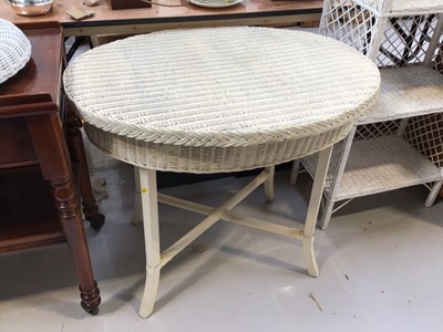 Lot 5317 - White wicker table together with a similar mirror