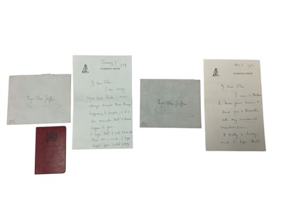 Lot 75 - H.M. Queen Elizabeth The Queen Mother, handwritten letter dated 7th January 1969 on Clarence House headed paper to her press secretary Major John Griffin expressing her sympathy for him having be...
