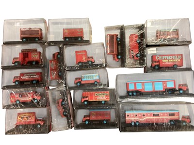 Lot 1872 - Oxford diecast models including Chipperfield's Circus, Roadshow Ice Cream vans & Fire, in display boxes (approx.42)