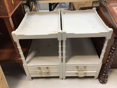 Lot 5320 - A pair of grey painted bedside tables