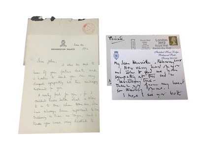 Lot 77 - H.R.H. The Princess Margaret, handwritten letter dated June 30th 1962, on Kensington Palace headed paper, consoling Major John Griffin on the death of his father, signed ' Yours very sincerely Ma...