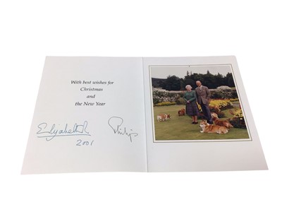 Lot 83 - H.M. Queen Elizabeth II & H.R.H. The Duke of Edinburgh, signed 2001 Christmas card with colour photograph to the interior of the Queen and Duke with their Corgis. Provenance: sent to Major Si...