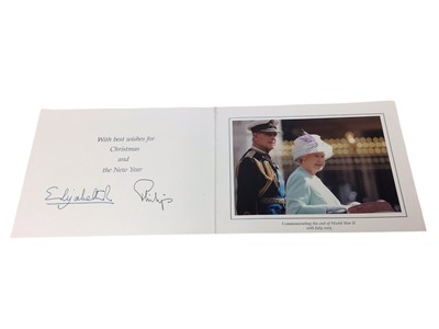 Lot 85 - H.M. Queen Elizabeth II & H.R.H. The Duke of Edinburgh, signed 2005 Christmas card with colour photograph to the interior of the Queen and Duke at the Commemoration for the end of World War I...