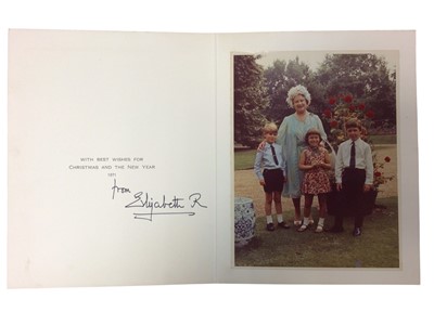 Lot 88 - H.M. Queen Elizabeth The Queen Mother, four 1970s Christmas cards with photographs to the interiors