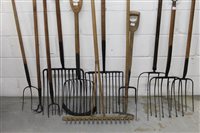 Lot 3693 - Collection of antique farm forks - including...