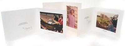 Lot 91 - H.M. Queen Elizabeth The Queen Mother, three signed Christmas cards, 1996, 1998 and 2000 with photographs to the interiors
