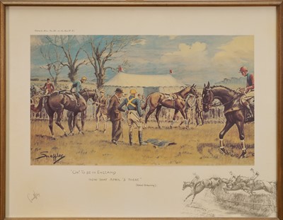 Lot 1149 - *Snaffles, Charles Johnson Payne (1884-1967) print - "Oh! To be in England now that April's there" , published by Messrs , with snaffle blindstamp, 51cm x 66cm, in glazed frame