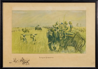 Lot 1150 - *Snaffles, Charles Johnson Payne (1884-1967) signed print - The Kadir Bandobast, with snaffle blindstamp, 45cm x 64cm, in glazed frame