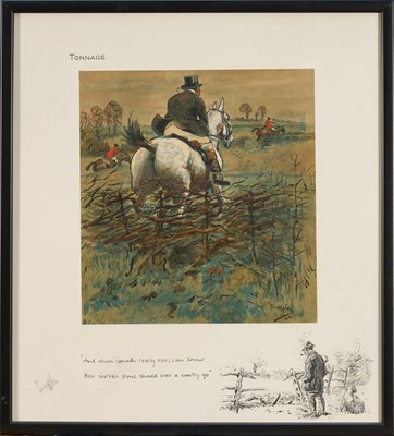 Lot 1158 - *Snaffles, Charles Johnson Payne (1884-1967) signed hand-coloured print - Tonnage, 39cm x 35cm, in glazed frame