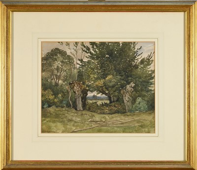 Lot 1019 - Henri Joseph Harpignies (1819-1916) watercolour - Wooded Landscape, signed and dated '78, 23cm x 28cm, in glazed gilt frame