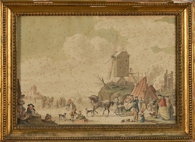 Lot 1015 - Nicolaes Aartman (1713-1760) pair of watercolours - Summer and Winter Landscapes, signed and dated 1759, 23cm x 27cm, in glazed gilt frames