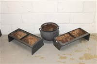 Lot 3700 - Two antique iron animal foot troughs, together...