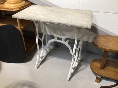 Lot 5342 - Iron table with a granite top measuring approximately 75cm tall x 77cm wide x 43cm deep