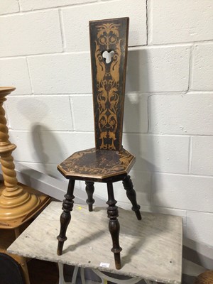 Lot 5343 - 19th century Welsh spinning chair with ornate decoration