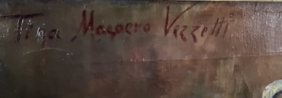 Lot 92 - Tina Masoero Vezzetti - Early 20th century oil on canvas, still life with fruit and jug