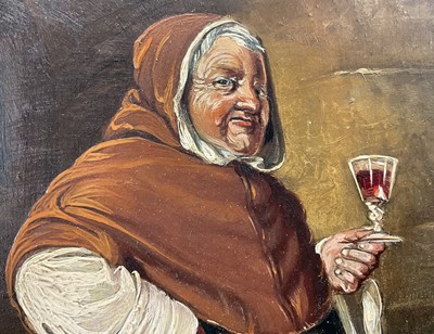 Lot 89 - H S Springer (20th century) oil on board, monk in a wine cellar