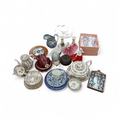 Lot 5056 - Two Royal Doulton figures, pair of Spode Christmas Tree pattern candlesticks and other ceramics.