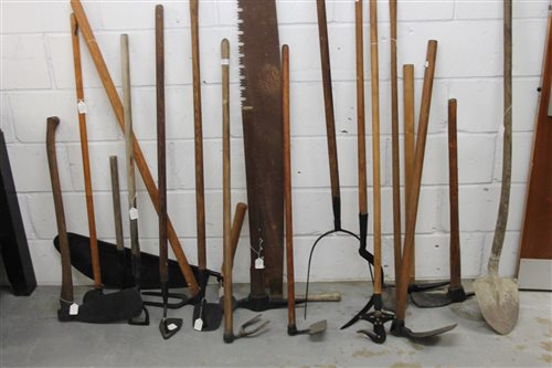 Lot 3703 - Diverse antique farming implements - including...