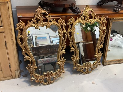 Lot 5296 - Pair of Rococo revival wall mirrors in gilt frames