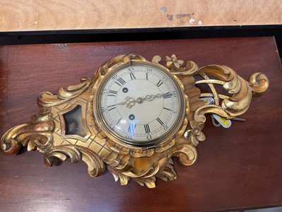 Lot 5194 - 18th century style Swedish cartel clock with Westerstrand 8 day movement striking on a bell, in carved and giltwood rococo case, with key and pendulum