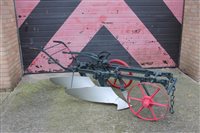 Lot 3705 - Very large antique horse-drawn plough - black...