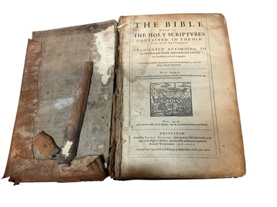 Lot 1368 - Bible [English]. The Bible that is, the Holy Scriptures contained in the Old and New Testament. translated according to the Hewbrew and Greek, and conferrred with the best translations in divers...
