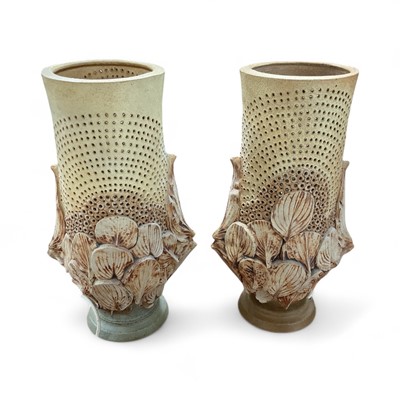 Lot 5188 - Pair of Bernard Rooke pottery lamps