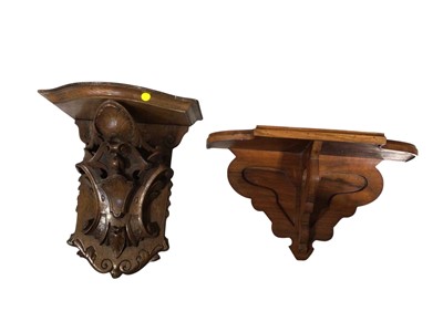 Lot 5354 - Carved oak wall bracket together with one other