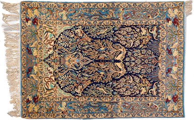 Lot 1309 - Good quality Isfahan tree of life part silk rug