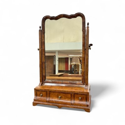 Lot 1264 - Mid 18th century walnut crossbanded toilet mirror