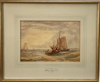 Lot 1165 - Alfred Stannard (1806-1889) watercolour - Off the Norfolk Coast, signed, 19.5cm x 28.5cm, in glazed gilt frame. Provenance: Bonhams, East Anglian View, 6th October 2004, lot 94.