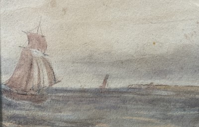Lot 1165 - Alfred Stannard (1806-1889) watercolour - Off the Norfolk Coast, signed, 19.5cm x 28.5cm, in glazed gilt frame. Provenance: Bonhams, East Anglian View, 6th October 2004, lot 94.