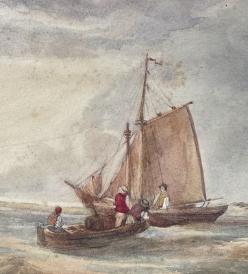 Lot 1165 - Alfred Stannard (1806-1889) watercolour - Off the Norfolk Coast, signed, 19.5cm x 28.5cm, in glazed gilt frame. Provenance: Bonhams, East Anglian View, 6th October 2004, lot 94.