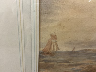 Lot 1165 - Alfred Stannard (1806-1889) watercolour - Off the Norfolk Coast, signed, 19.5cm x 28.5cm, in glazed gilt frame. Provenance: Bonhams, East Anglian View, 6th October 2004, lot 94.