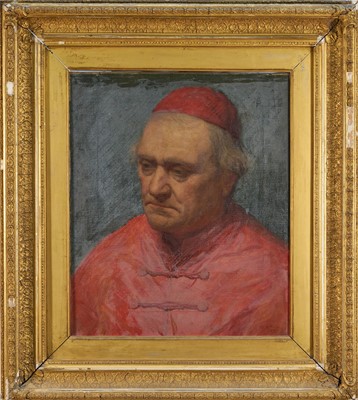 Lot 1159 - Robert William Wright (act.1870-1906) oil on canvas - Portrait of a Cardinal, signed and dated 1871, 46cm x 39cm, in gilt frame