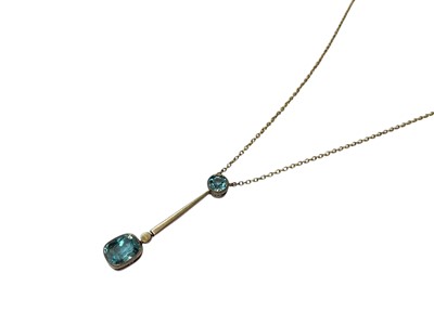 Lot 211 - Edwardian blue zircon pendant necklace