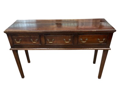 Lot 5376 - George III style oak three drawer dresser base