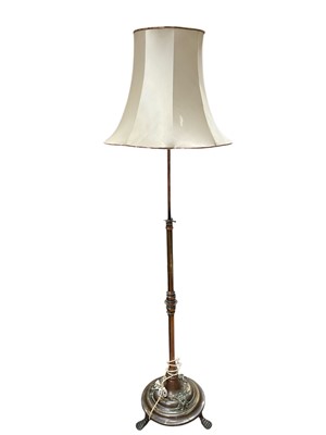 Lot 5369 - Antique copper standard lamp on splayed base