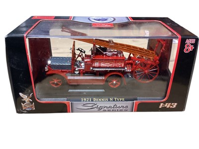 Lot 1889 - Signature Series 1;43 scale Vintage Fire Engines, in display boxes, plus Corgi 1:50 scale Heroes under Fire model vehicles, boxed (8)