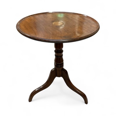Lot 5369 - George III mahogany tripod occasional table with inlaid motif to centre, 57cm high