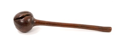 Lot 842 - 19th century Fijian tribal Ula club, with carved geometric ornament to the handle, 40cm long
