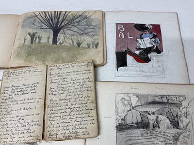 Lot 1186 - Sylvan G. Boxsius (1878-1941) three student sketch books containing pencil drawings and watercolour sketches, one dated 1902, together with another earlier handwritten book of notes (4)
