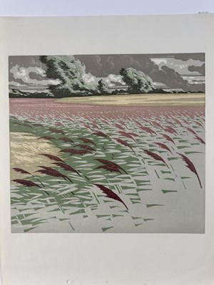 Lot 1190 - Sylvan G. Boxsius (1878-1941) linocut - Reeds in the Wind, 44cm x 34cm, unframed