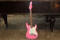 Lot 3725 - Encore 'Strat-type' guitar - pink finish,...