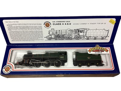 Lot 1896 - Bachmann OO Gauge BR lined green 4-6-0 Class 4 Standard tender locomotive 75029, boxed 31-106 and Replica Railways BR black with early emblem 4-6-0 Class B1 "Ourebi" tender locomotive, boxed 110...