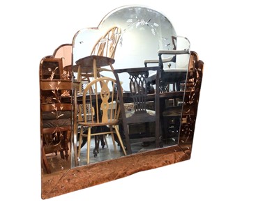 Lot 5299 - Large art deco mirror with etching to the surround measuring approximately 121cm x 127cm